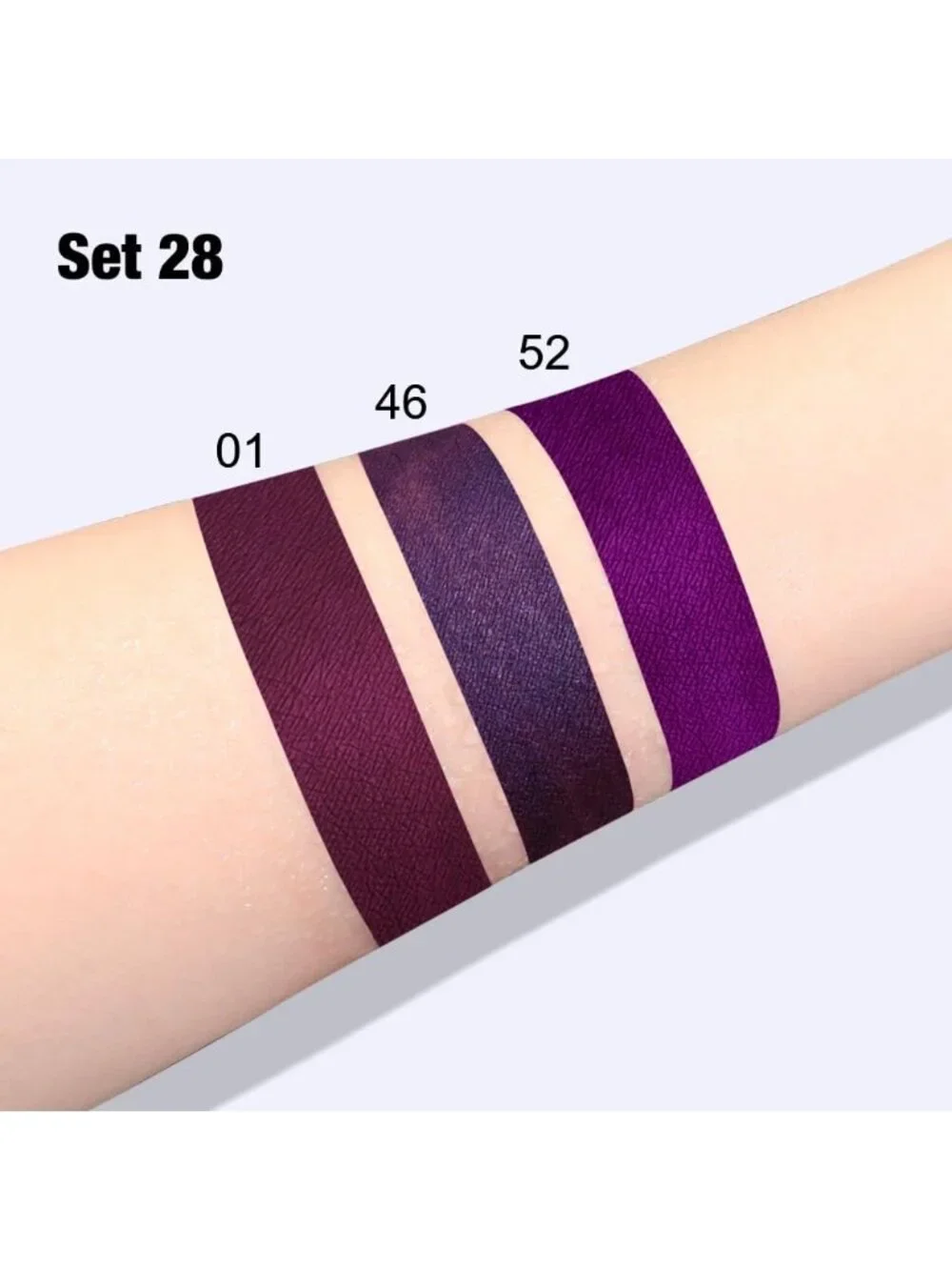 Set28-Burgundy Red & Dark Purple & Purple 3pcs Matte Liquid Lipstick Lip Gloss